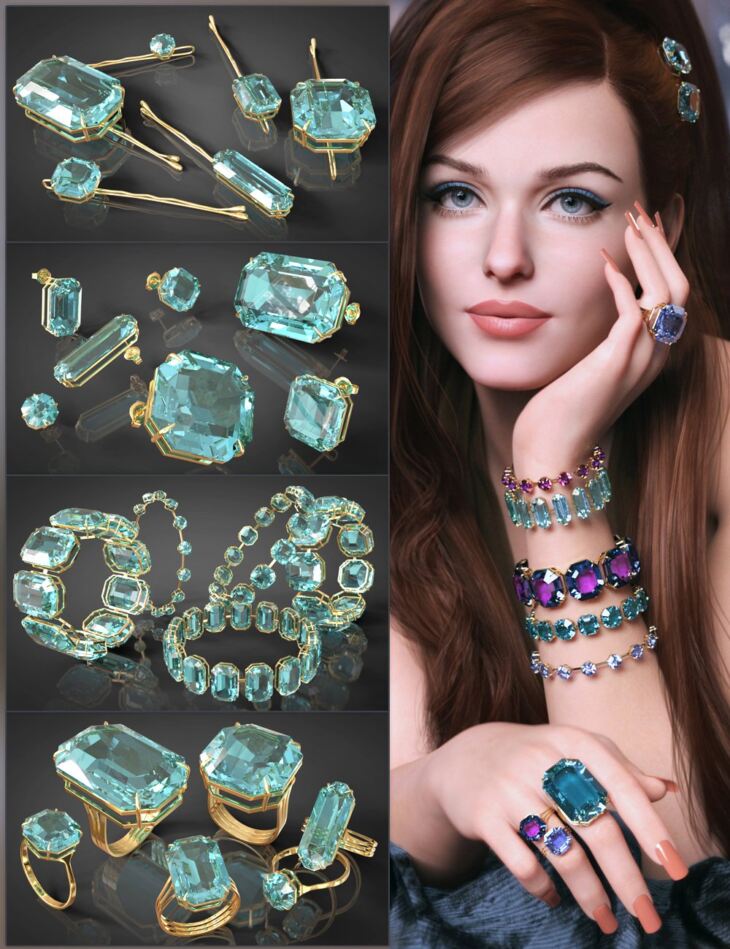 VRV Gemma Jewelry for Genesis 9, 8.1, and 8 Females_DAZ3D下载站