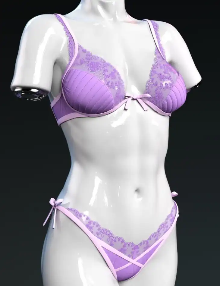 X-Fashion Lace Colorblock Lingerie for Genesis 9_DAZ3D下载站