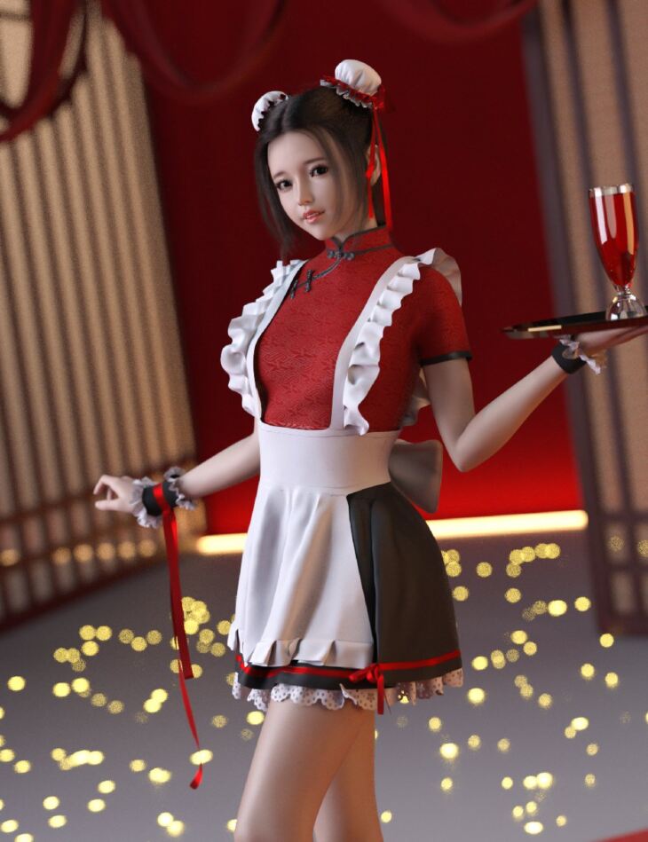 dForce MKTG Buns Maid Outfit for Genesis 8.1 and 9_DAZ3D下载站