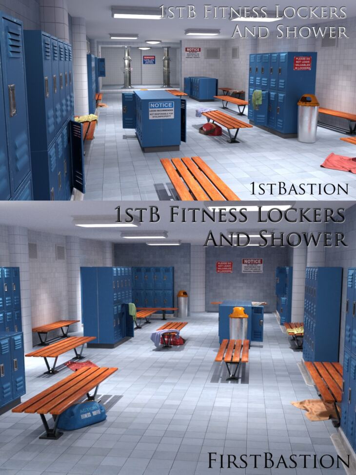 1stBastion Fitness Lockers and Showers_DAZ3D下载站