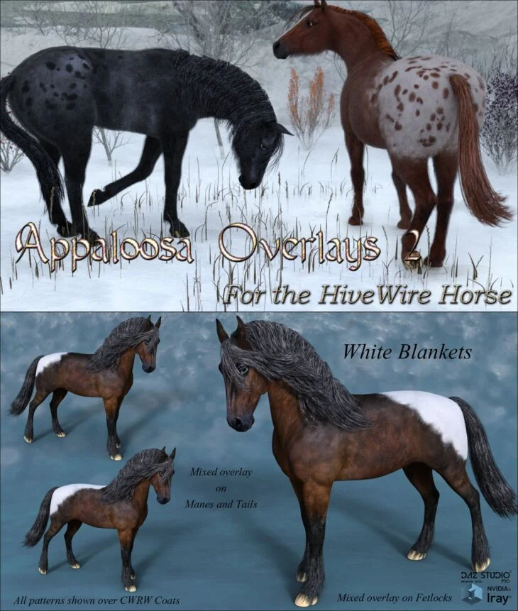Appaloosa Overlays2 for the HiveWire Horse_DAZ3D下载站