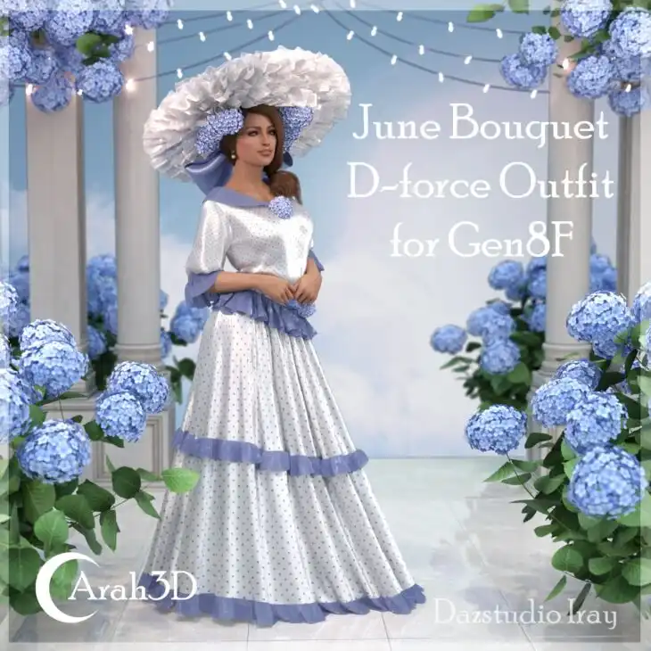 Arah3D June Bouquet D-force Outfit for GF8_DAZ3DDL