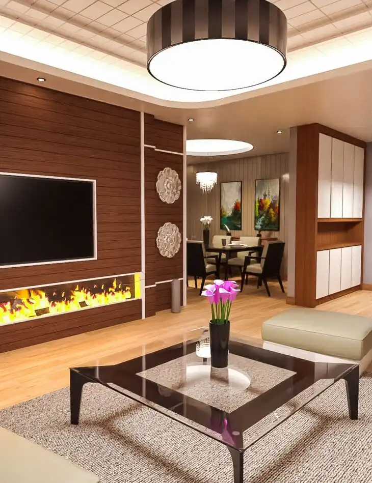 Asian Living and Dining Room_DAZ3D下载站
