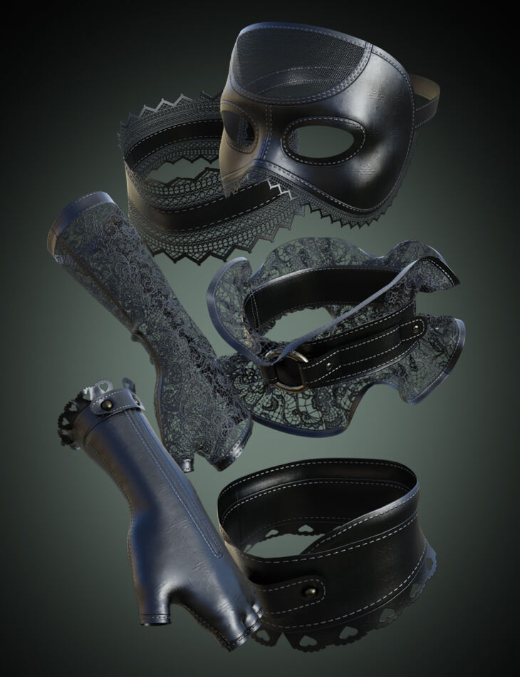 B.E.T.T.Y. Lace and Leather Accessory Pack for Genesis 9_DAZ3D下载站