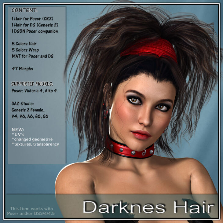 Darkness Hair for V4 and G2_DAZ3D下载站