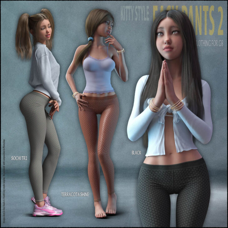 Easy Pants 2 for Genesis 8 and 8.1 Female_DAZ3D下载站