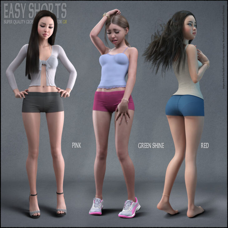 Easy Shorts for Genesis 8 and 8.1 Female_DAZ3D下载站