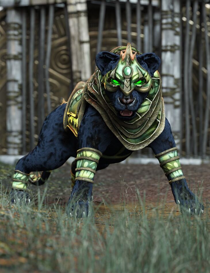Feline Rider Hierarchical Poses for Daz Big Cat 2 and Battle Cat Armour_DAZ3DDL