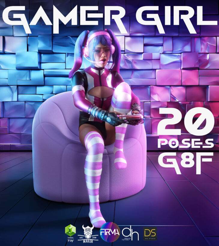 Gamer Girl – Pose Pack_DAZ3D下载站
