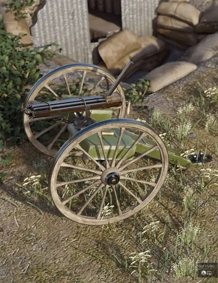 Historical Gatling Gun_DAZ3D下载站