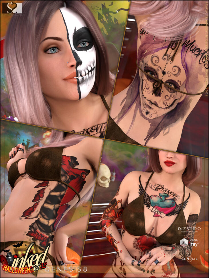 Inked Vol. 32: Halloween 2 for Genesis 8 Female(s)_DAZ3DDL