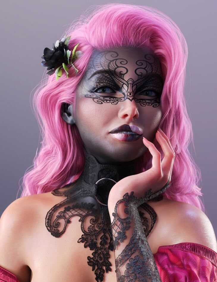 Mardi Gras Makeup LIE for Genesis 9_DAZ3D下载站