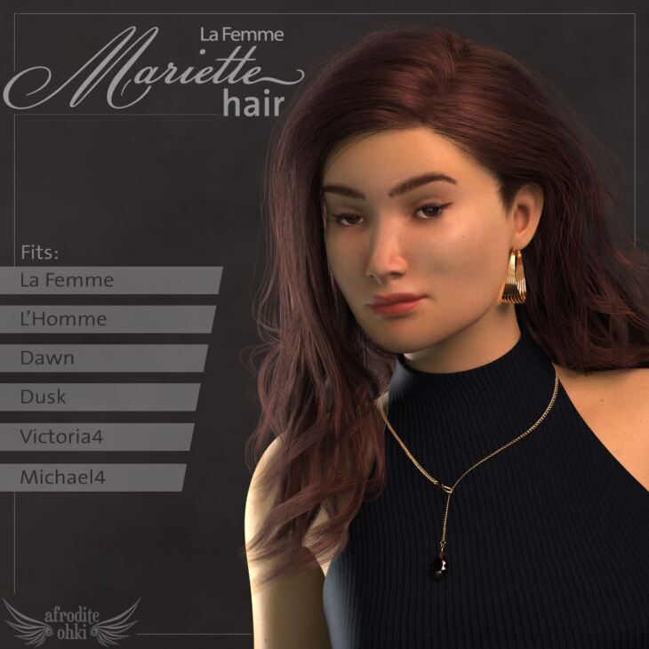 Mariette Hair for La Femme and more_DAZ3DDL
