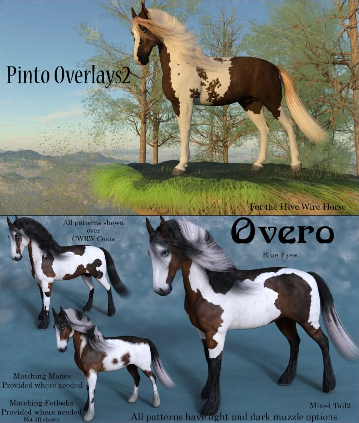 Pinto Overlays 2 for the HiveWire Horse_DAZ3D下载站