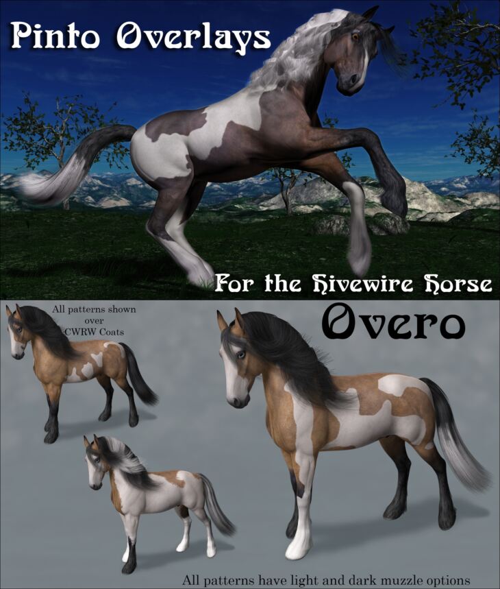 Pinto Overlays for the HiveWire Horse_DAZ3DDL