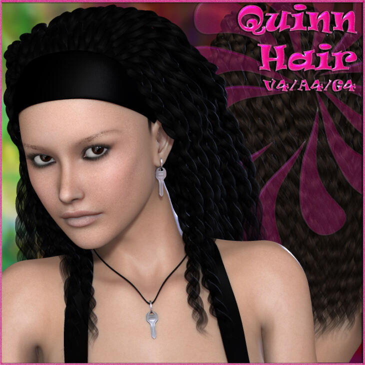 Quinn Hair V4-A4-G4_DAZ3D下载站