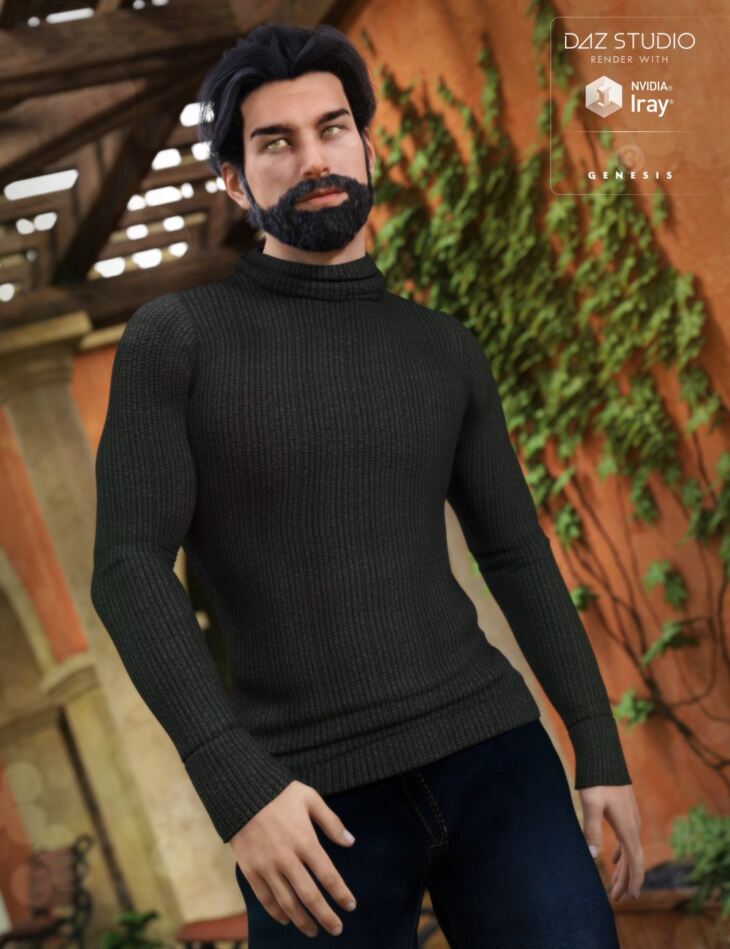Real Feel Turtleneck Classic for Genesis 3 Male(s)_DAZ3D下载站