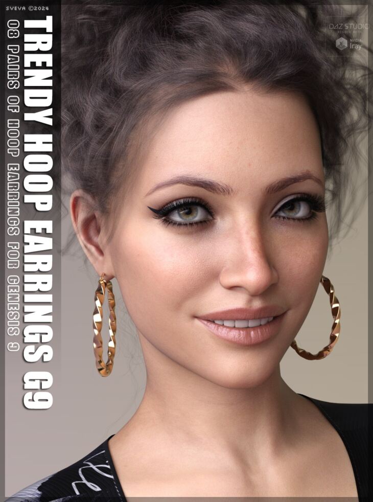 SV Trendy Hoop Earrings Genesis 9_DAZ3D下载站