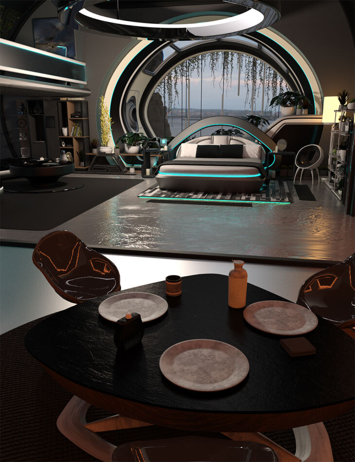 Sci-Fi Premium Bedroom for Daz Studio_DAZ3D下载站