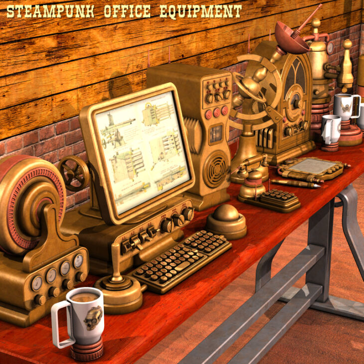Steampunk Office Equipment_DAZ3DDL