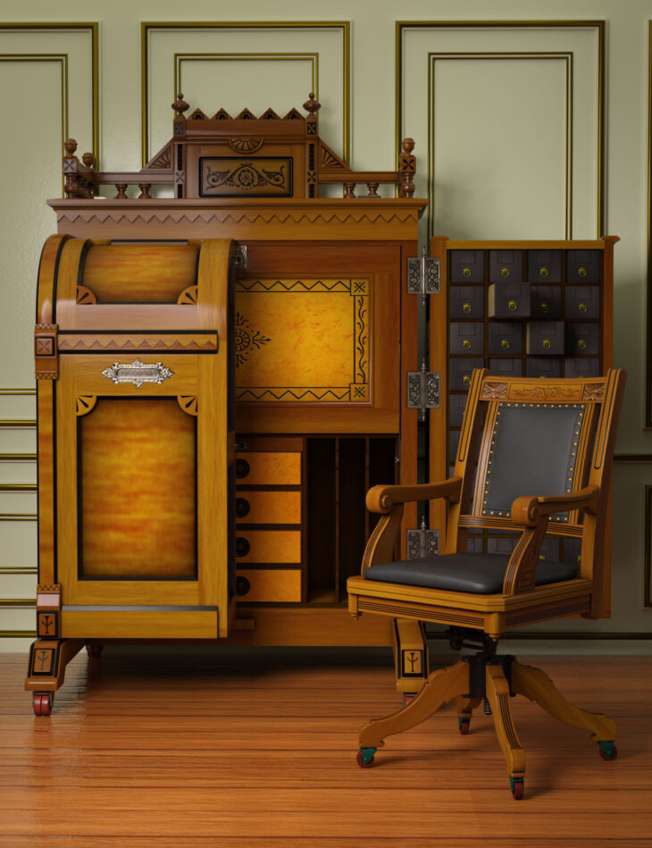 Victorian Desk and Chair_DAZ3D下载站