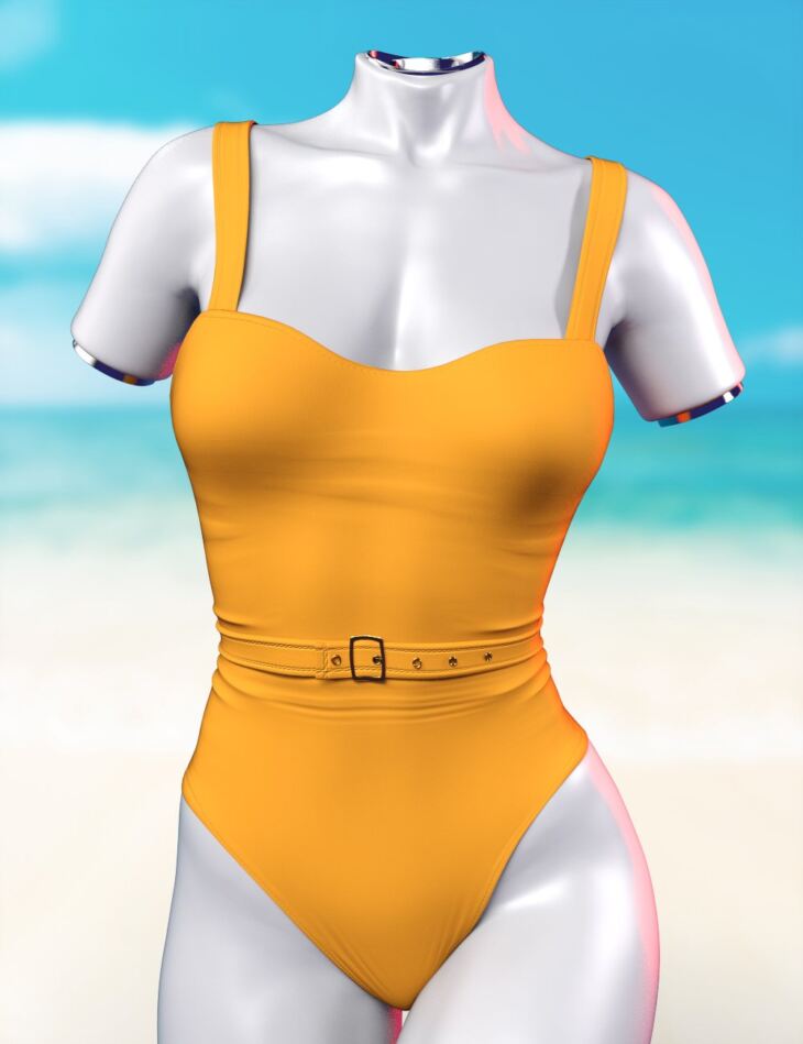 X-Fashion Retro Swimsuit for Genesis 9_DAZ3D下载站