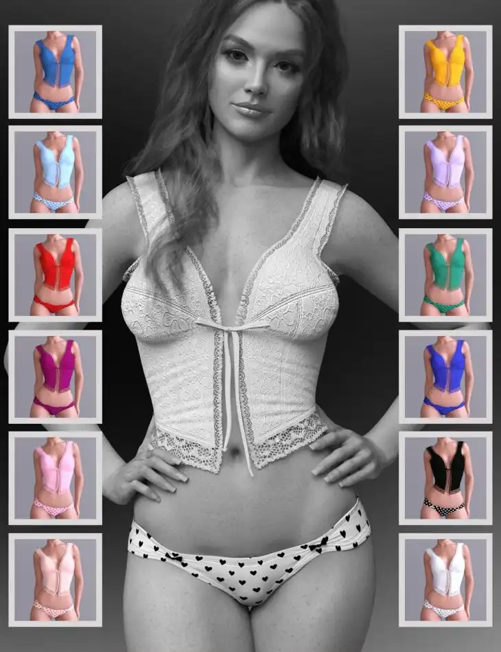 X Fashion Sleeveless Top Set for Genesis 9_DAZ3D下载站