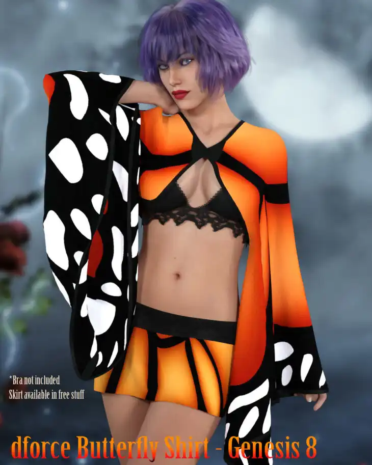 dForce – Butteryfly Shirt – Genesis 8_DAZ3DDL