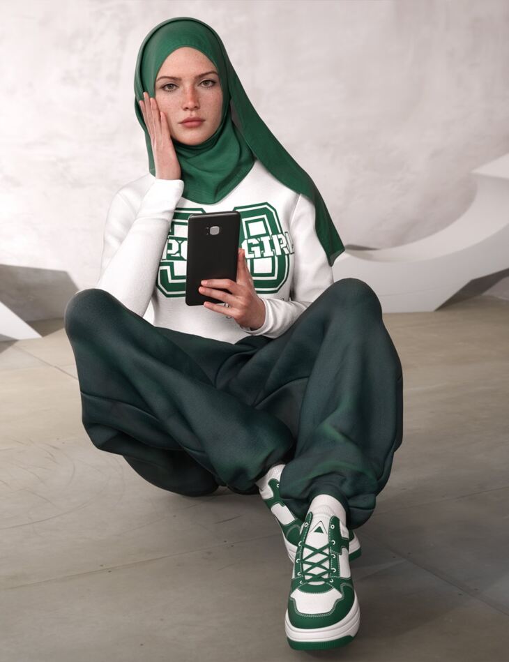 dForce Casual Hijab Outfit Texture Add-On_DAZ3D下载站
