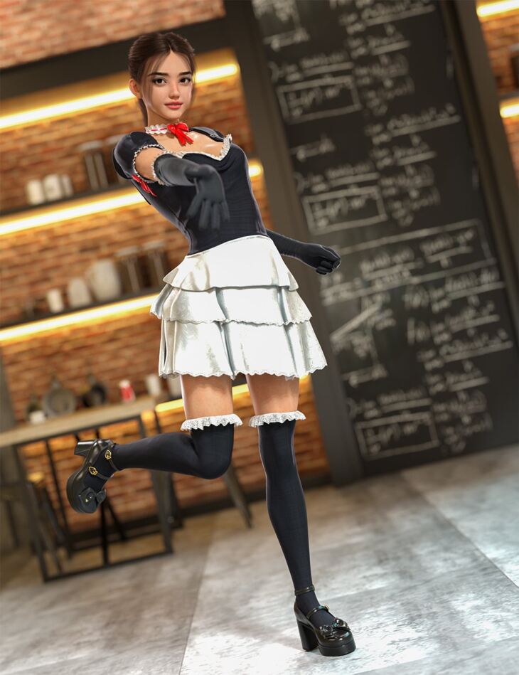 dForce Elegant Maid Uniform for Genesis 9_DAZ3D下载站