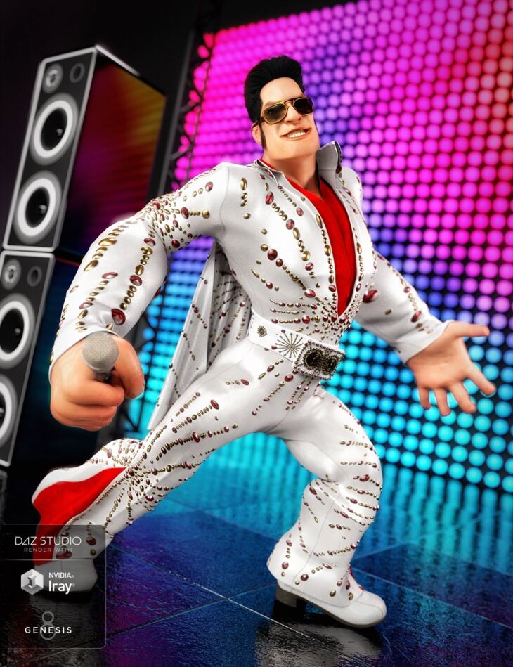 dForce King of Rock n Roll Outfit for Genesis 8 Male(s)_DAZ3D下载站