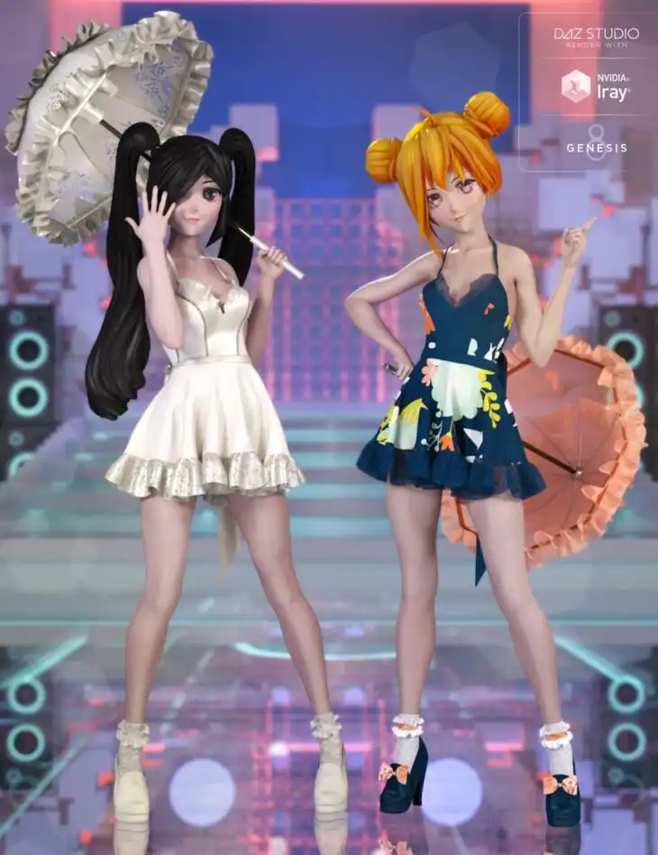 dForce Sweet Anime Outfit Textures_DAZ3D下载站