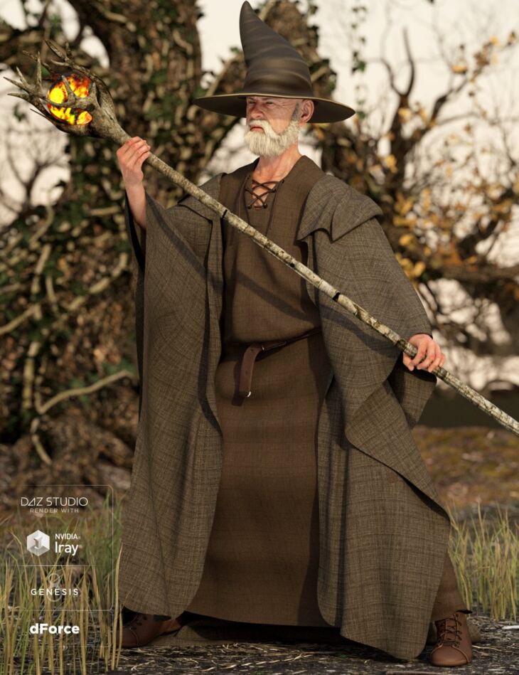 dForce Wizard Lore Outfit for Genesis 8 Male(s)_DAZ3D下载站