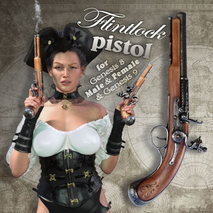 Classic Flintlock Pistol_DAZ3D下载站