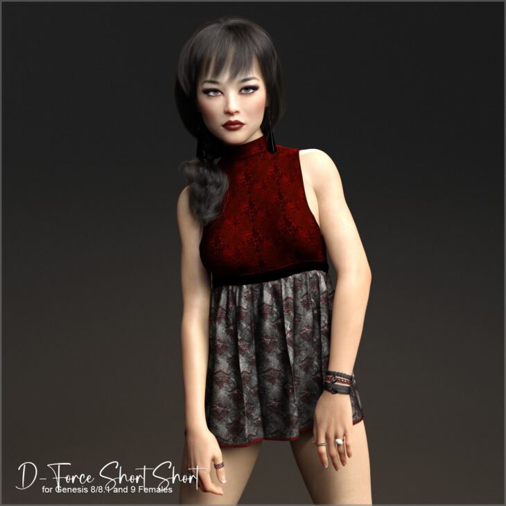 D-Force Short Short Dress for Genesis 8 and 9 Females_DAZ3DDL