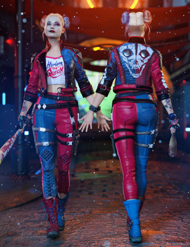 Harley Quinn Task Force X Outfit Add-On_DAZ3D下载站