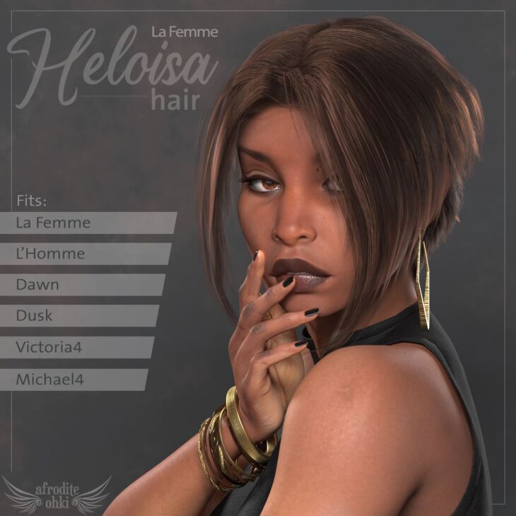 Heloisa Hair for La Femme and more_DAZ3D下载站