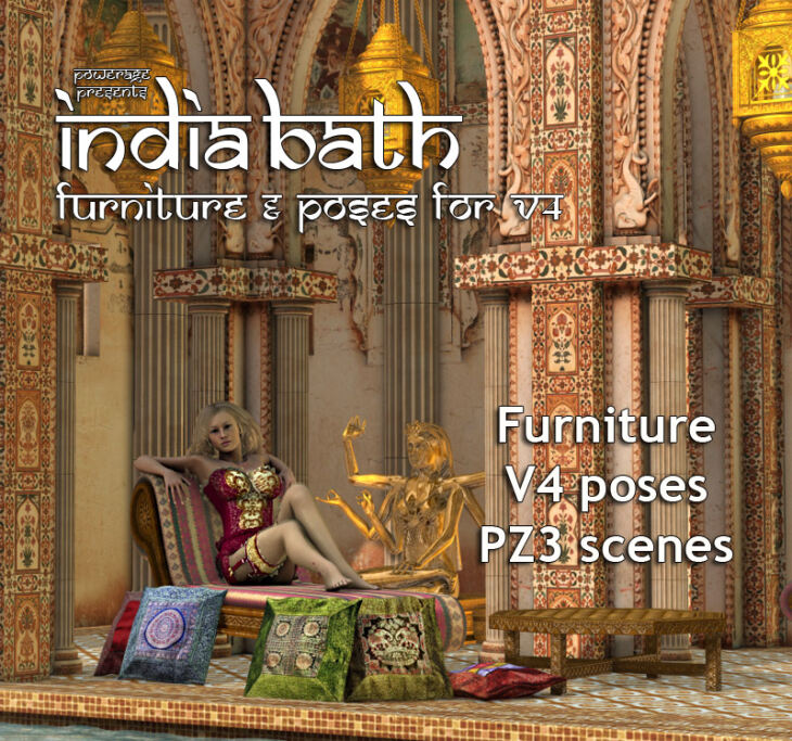 India Furniture & V4 poses_DAZ3D下载站