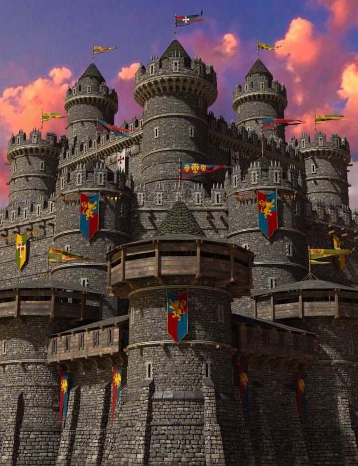 Medieval Castle Construction Kit – Walls and Towers_DAZ3D下载站