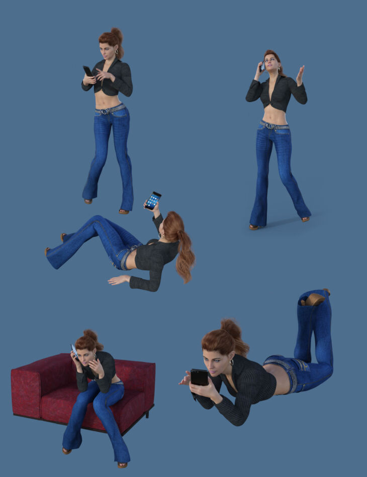 S3D Smartphone Poses for Genesis 8 and 8.1 Females_DAZ3D下载站