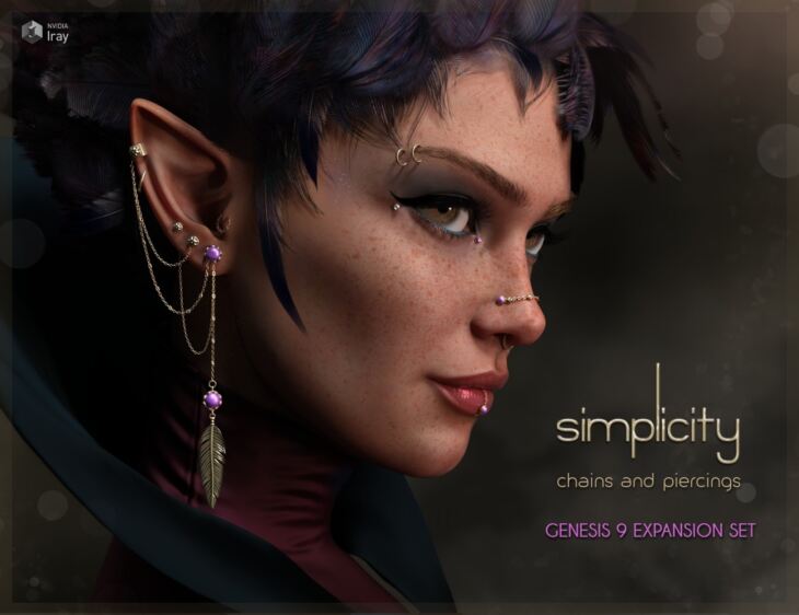 Simplicity Chains and Piercings for Genesis 9 – Expansion Set_DAZ3DDL