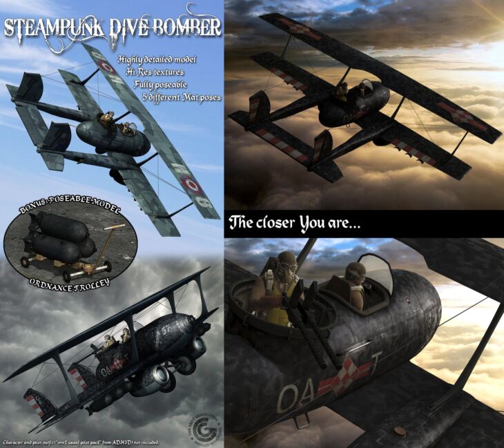 Steampunk Dive Bomber_DAZ3D下载站