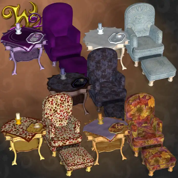 Wizards Works Chair and Table Set_DAZ3D下载站