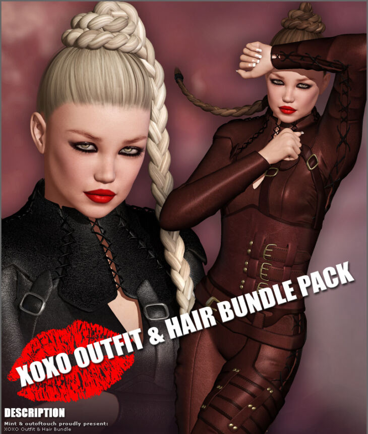 XOXO Outfit & Hair Bundle_DAZ3D下载站