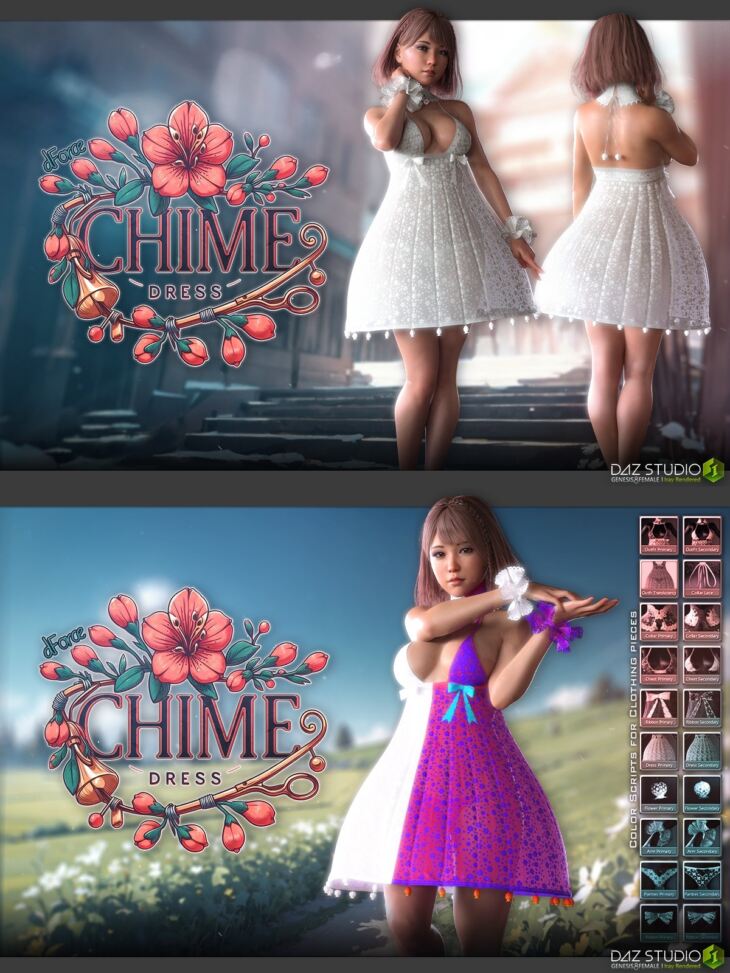 dForce Flower Chime Dress G8F_DAZ3D下载站
