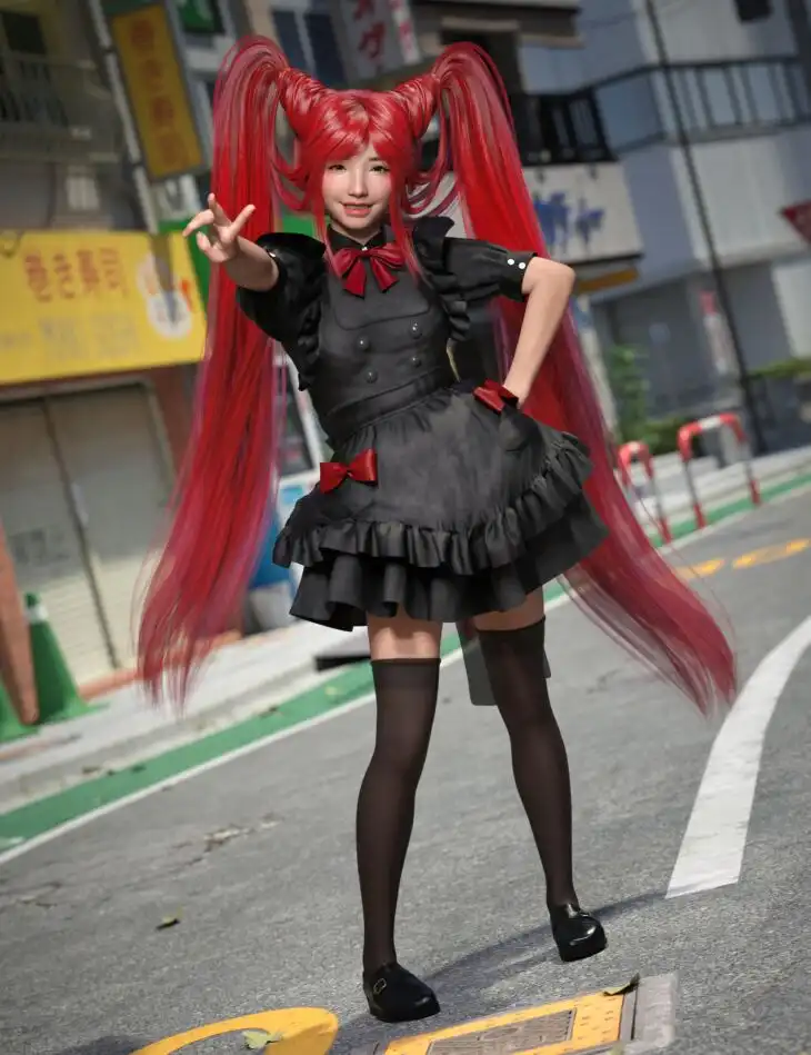 dForce KuJ Cute Maid Cafe Outfit for Genesis 9_DAZ3DDL