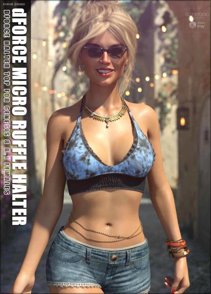 dForce Micro Ruffle Halter G8G8.1F_DAZ3D下载站