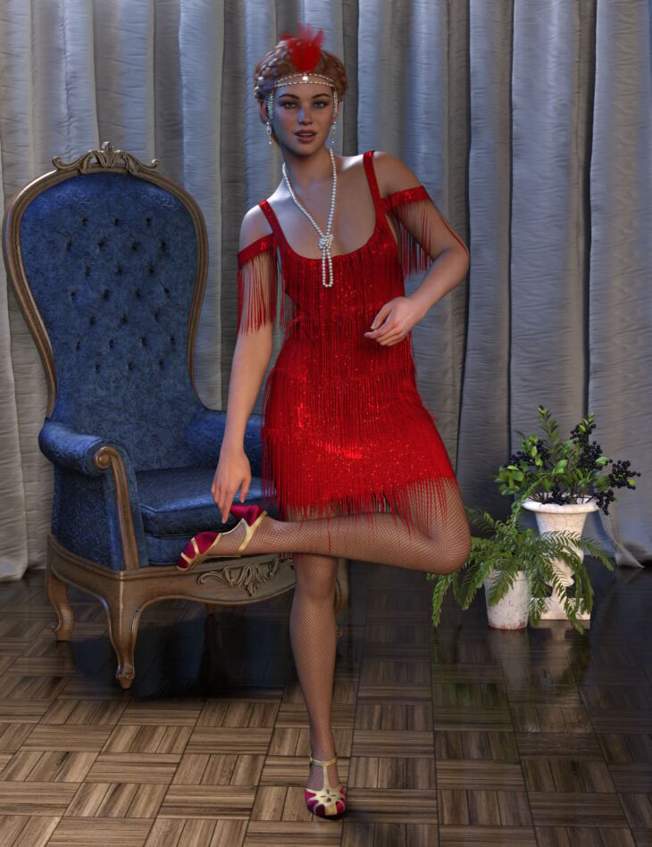 dForce Pearl Roaring Twenties Outfit for Genesis 9_DAZ3D下载站