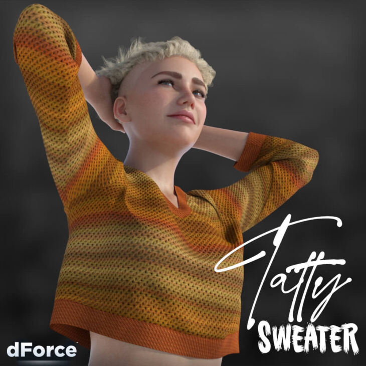 dForce Tatty Sweater for Genesis 8 and 8.1 Females_DAZ3D下载站