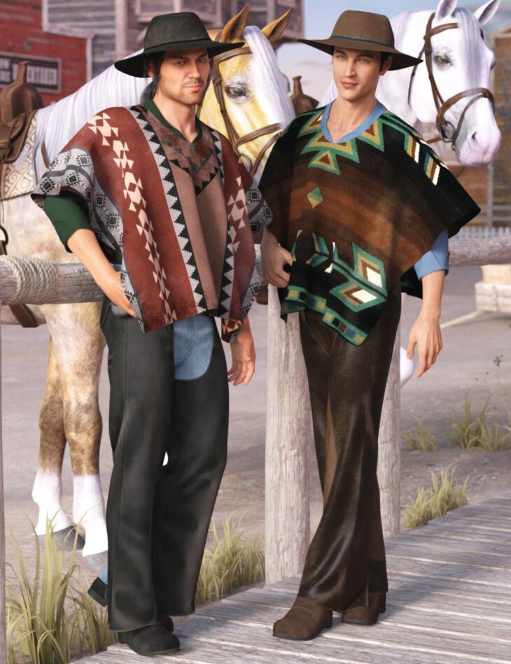 dForce Western Poncho Outfit Textures_DAZ3DDL